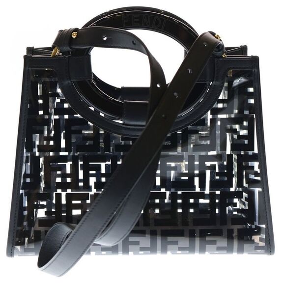 Fendi Runaway 2way Handbag Shoulder Bag Zucca Black X Clear 8bh353 - Picture 2 of 6